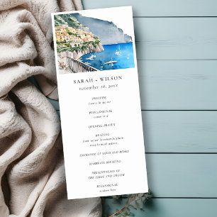 Chic Amalfi Coast Italy Landscape Wedding Program Invitation