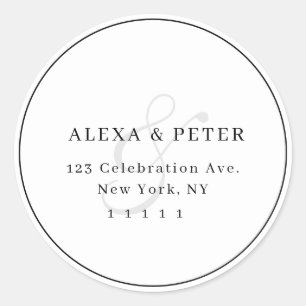Chic Ampersand Round Wedding Return Address Label