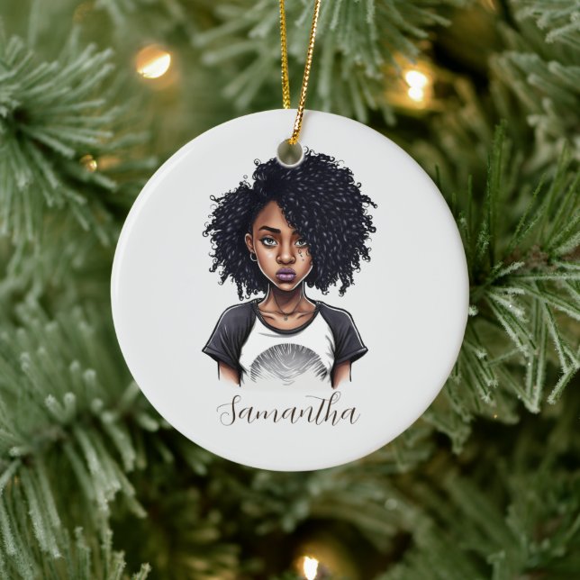 Chic and Classy Afro Woman Ceramic Tree Decoration (Tree)