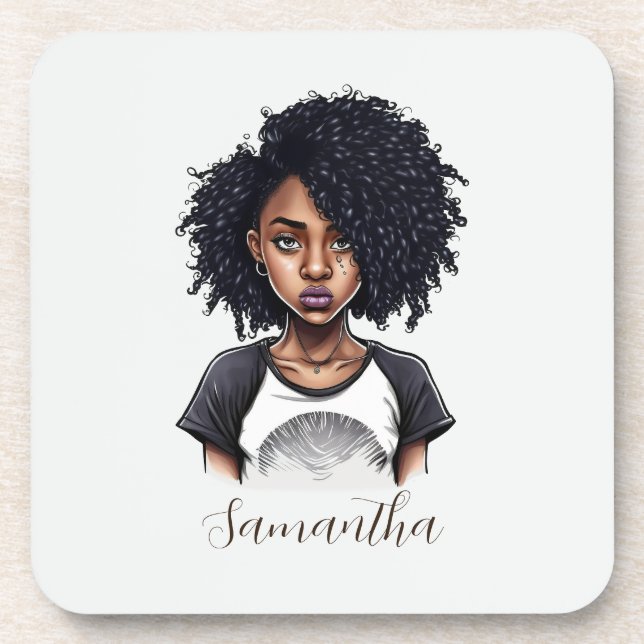 Chic and Classy Afro Woman Coaster (Front)