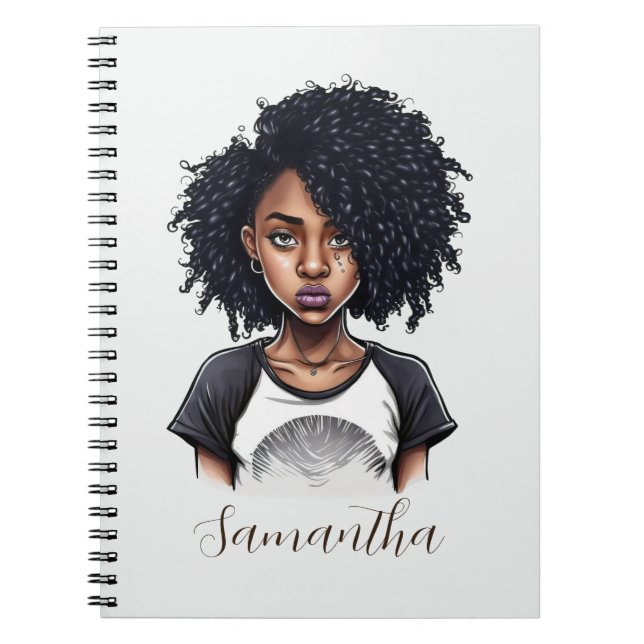 Chic and Classy Afro Woman Notebook (Front)