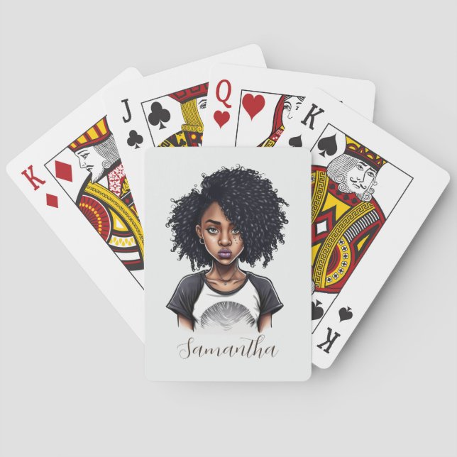 Chic and Classy Afro Woman Playing Cards (Back)