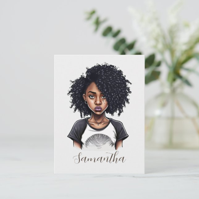 Chic and Classy Afro Woman Postcard (Standing Front)