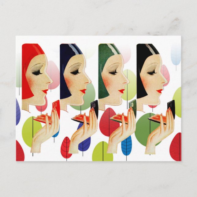 Chic and colourful cosmetic compacts postcard (Front)