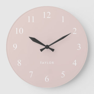 Chic and Elegant Blush Pink and White Large Clock