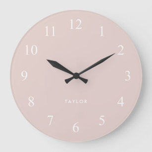 Chic and Elegant Blush Pink and White Large Clock