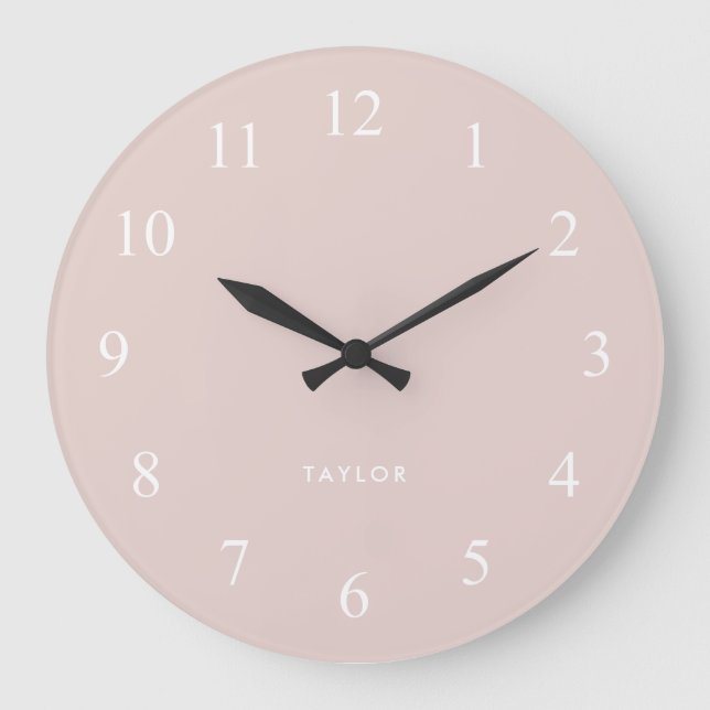 Chic and Elegant Blush Pink and White Large Clock (Front)