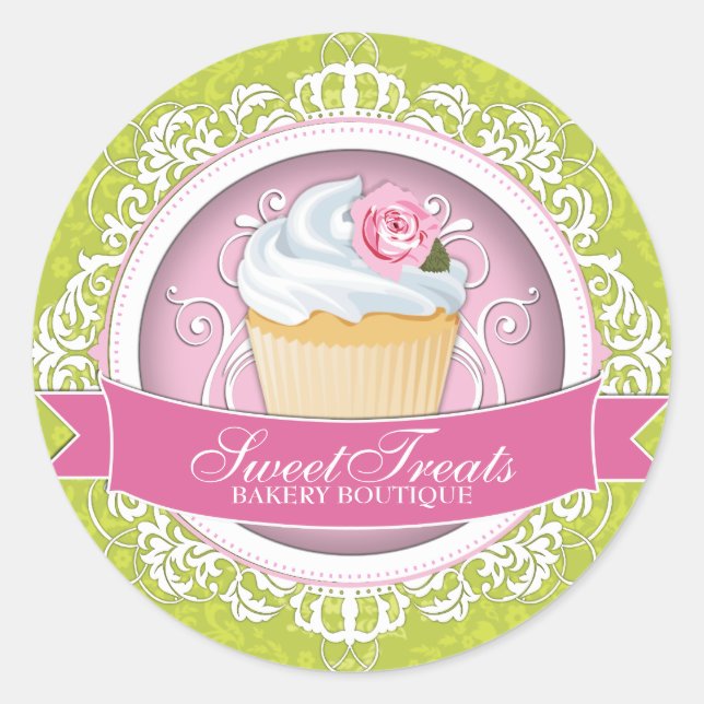 Chic and Elegant Cupcake Box Stickers (Front)