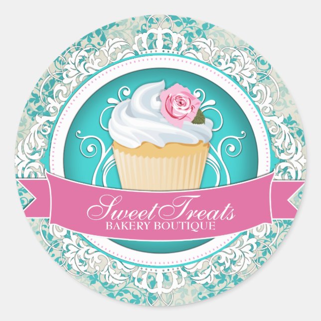Chic and Elegant Cupcake Box Stickers (Front)