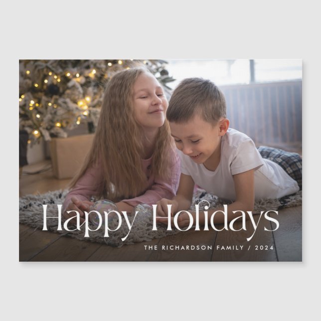 Chic and Elegant | Happy Holidays Magnetic Card (Front)