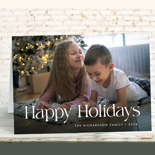 Chic and Elegant | Happy Holidays Photo Folded Holiday Card (Creator Uploaded)