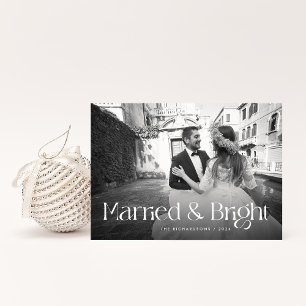 Chic and Elegant Married Christmas with Photo Holiday Card