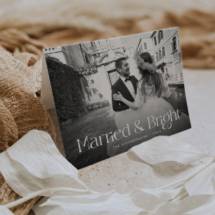 Chic and Elegant Married Christmas with Photo Holiday Card