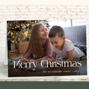 Chic and Elegant Merry Christmas Photo Folded Holiday Card