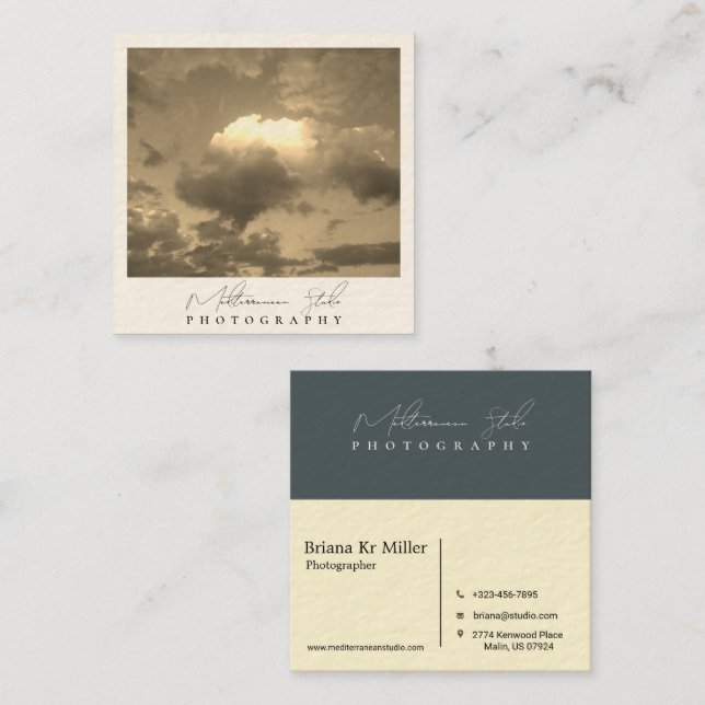 Chic and Elegant  modern minimalist photography Square Business Card (Front/Back)