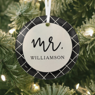 Chic and Elegant Mrs. Wedding Husband Wife Glass Tree Decoration