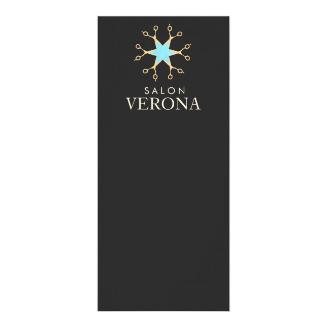 Chic and Elegant Scissors Logo Hair Salon Rack Card (Front)