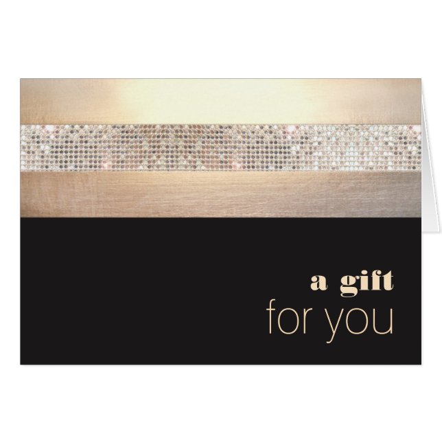 Chic and Elegant Sequin Gold Black Gift Card (Front Horizontal)