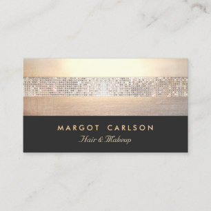 Chic and Elegant Sequin Gold Black Striped Business Card