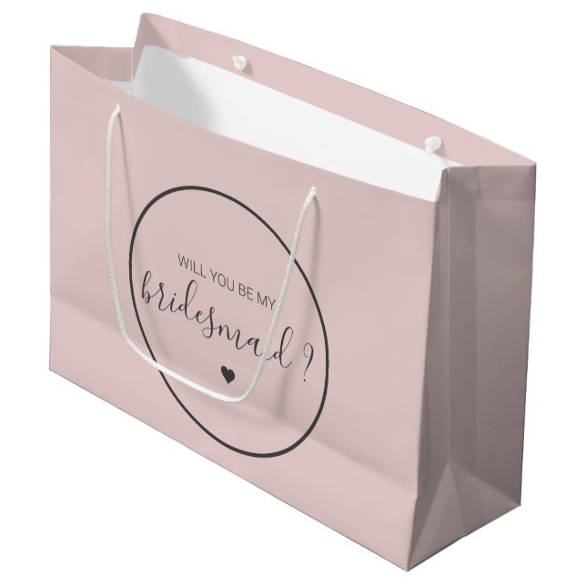 Chic and Elegant Will you be my Bridesmaid Large Gift Bag (Front Angled)