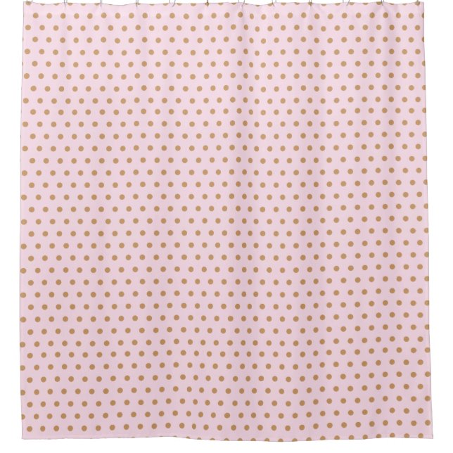 Chic and Glam Pink and Gold Colour Polka Dots Shower Curtain (Front)