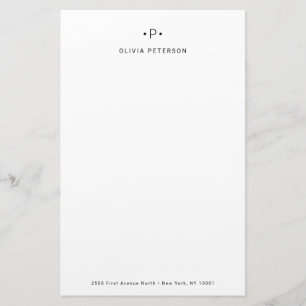 Chic and Minimal Monogram Black and White Stationery