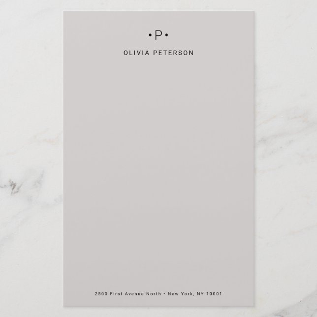 Chic and Minimal Monogram | Grey Stationery (Front)