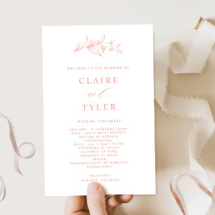Chic and Simple Blush Pink ,Peach Wedding Program