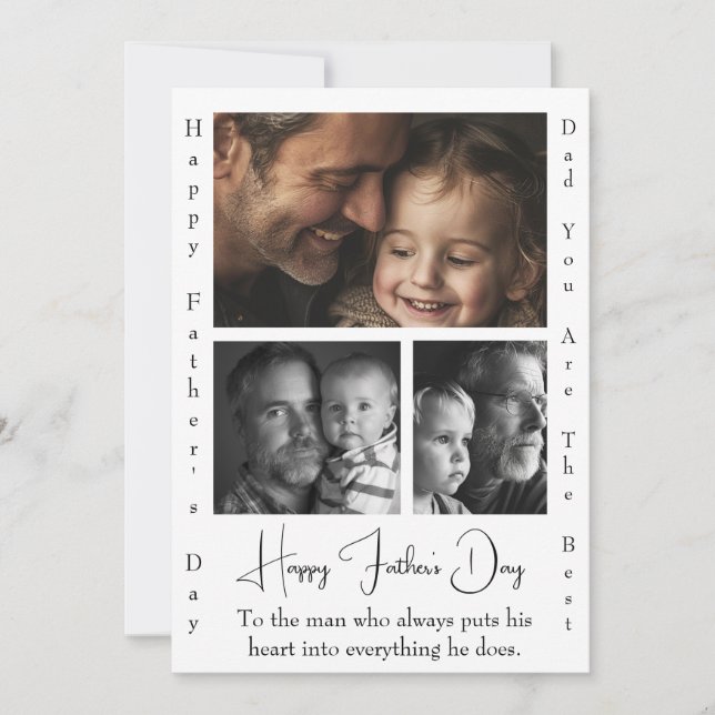 Chic and Simple Father’s Day Card 3 Custom Photos (Front)