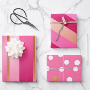 Chic and Stylish Blush Pink and Gold Wrapping Paper Sheet