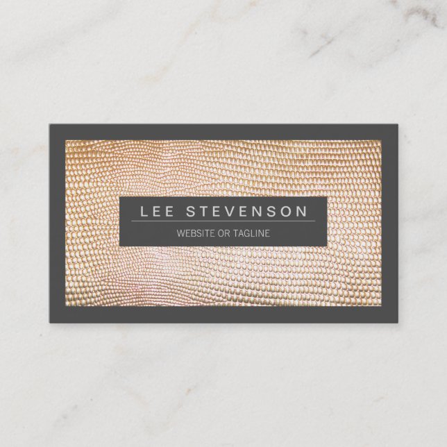 Chic and Stylish Gold Snake Skin Pattern Business Card (Front)