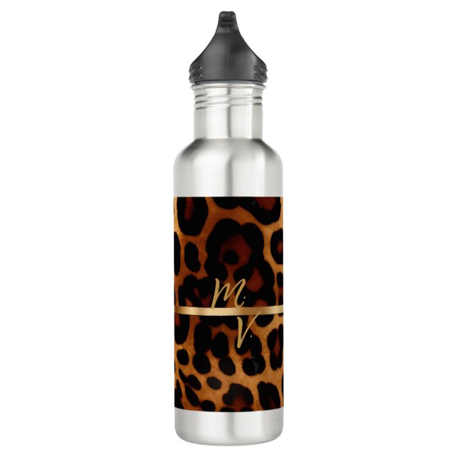 Chic and Trendy Monogrammed Leopard Print  710 Ml Water Bottle (Right)