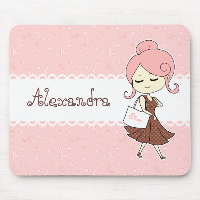 Chic and trendy Paris Eiffel tower Girly girl Mouse Mat (Front)