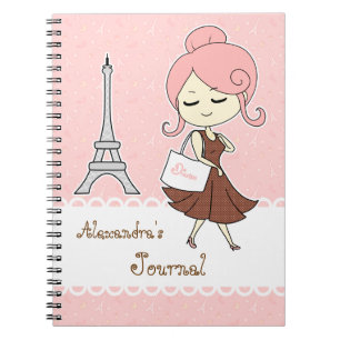 Chic and trendy Paris Eiffel tower Girly girl Notebook