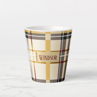 Chic and Trendy Taupe and Gold Plaid  Latte Mug