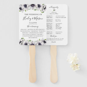 Chic Anemone Floral Wedding Program Hand Fan