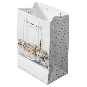 Chic Annapolis Maryland Watercolor Wedding Medium Gift Bag