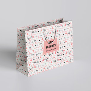 Chic Anniversary Heart Lettering Custom Gift Bag