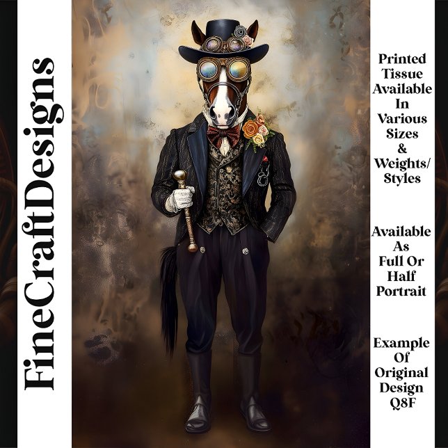 Chic Anthropomorphic Steampunk Horse Q8F Decoupage Tissue Paper (Creator Uploaded)