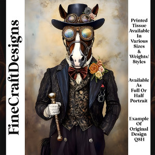 Chic Anthropomorphic Steampunk Horse Q8H Decoupage Tissue Paper