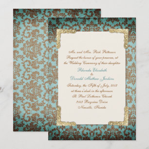 Chic Antique French Damask Wedding Invitation