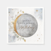 Chic Any Birthday Number, Celestial Moon and Stars