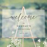 Chic Any Event, Welcome Frosted Look Acrylic Sign<br><div class="desc">Make a statement and welcome your guests to your event with this elegant acrylic sign! Ability to use this sign for any event. Design with beautiful modern handwritten calligraphy details. 12" x 18" is simply our default size, you can choose from several size options. "IMPORTANT NOTE: sign in a high-quality...</div>