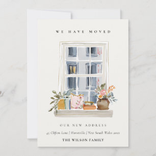 Chic Apartment Floral Window We have Moved Card