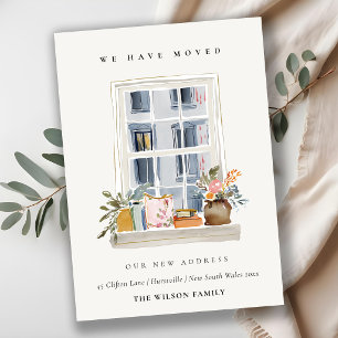 Chic Apartment Floral Window We have Moved Card