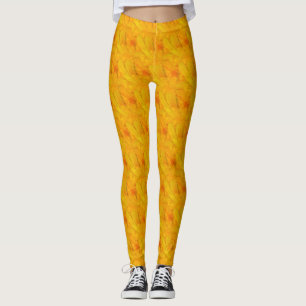 Chic Apricot Crush Abstract Floral Leggings