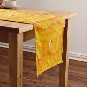 Chic Apricot Crush Abstract Floral Short Table Runner