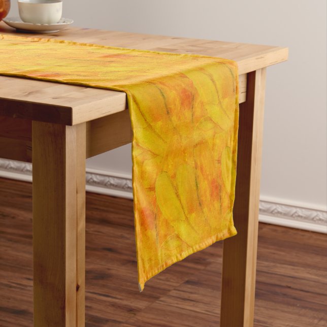 Chic Apricot Crush Abstract Floral Short Table Runner (In Situ)