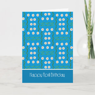 Chic April Birthday Card: Daisies on Teal Card