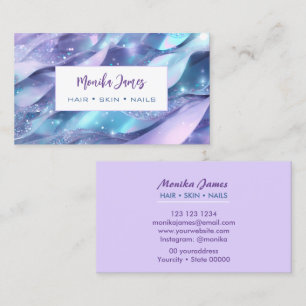 Chic Aqua and Violet Lilac Shimmer Glitter  Business Card